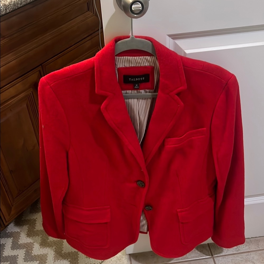 Talbots Red Tailored Blazer with 3/4 Sleeves